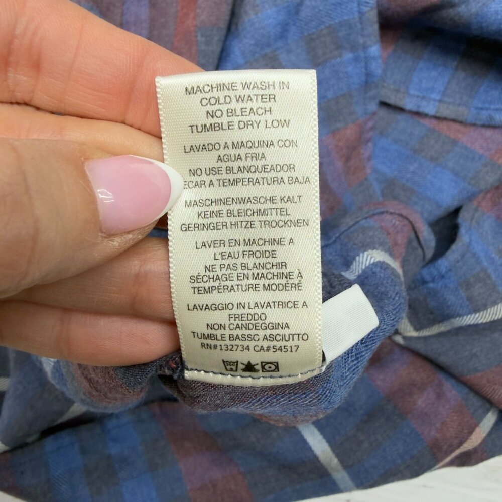 Cloth & Stone Anthropologie Plaid Tunic Dress Blue S Ruffle‎ - Picture 7 of 9
